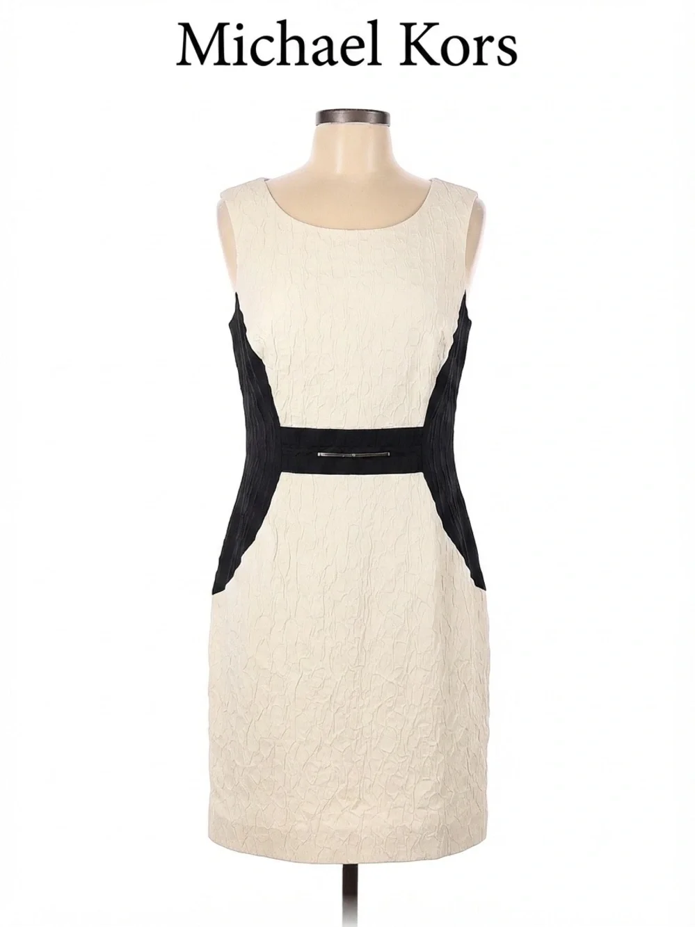 Michael Kors Cream and Black Sheath Dress Size 8 0185